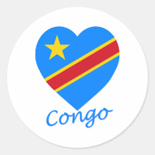 Congo Democratic Republic Flag Heart Classic Round Sticker