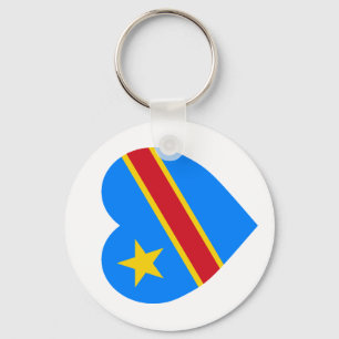 Congo Democratic Republic Flag Heart Keychain