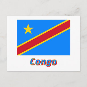 Congo Democratic Republic Flag with Name Postcard