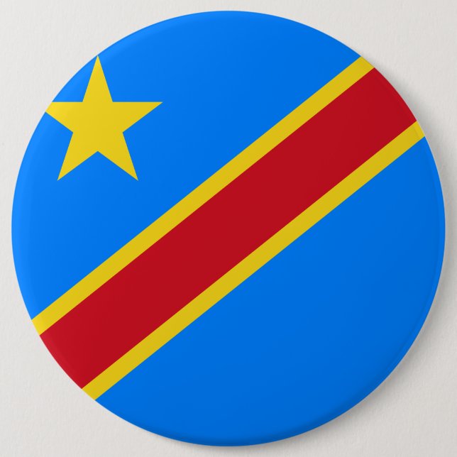 Congo - Democratic Republic of the Congo Flag 6 Inch Round Button (Front)