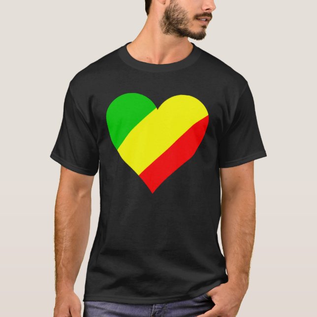 Congo Flag Heart Congo  Love Congo T-Shirt (Front)