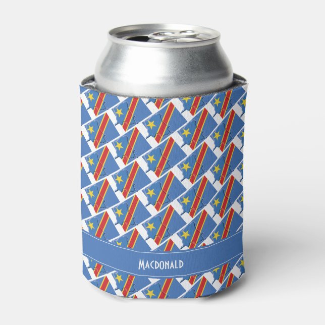 CONGO FLAG MAP Personalized Carnival Sports Can Cooler (Can Front)