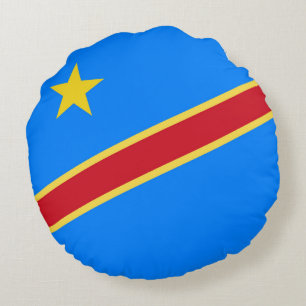 Congo flag round pillow