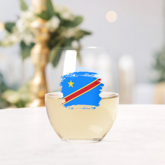 Congo flag stemless wine glass