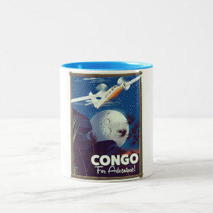 Congo For Adventure! travel poster Two-Tone Coffee Mug
