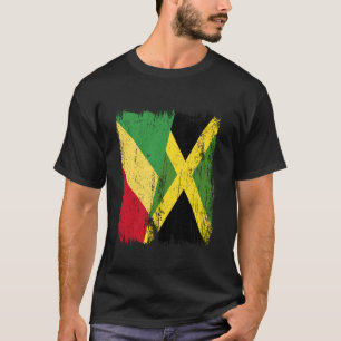 Congo Jamaica Half Flag Congolese Jamaican Heritag T-Shirt