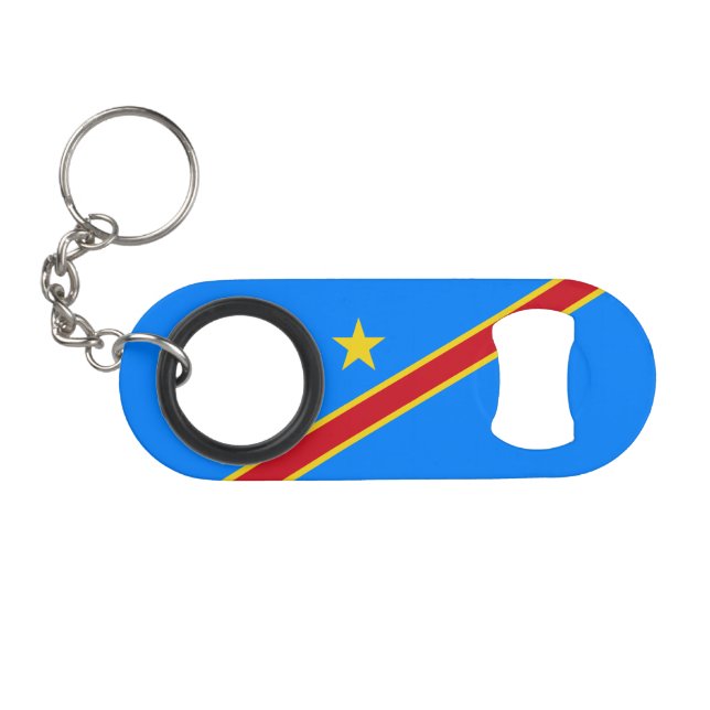 Congo Kinshasa Flag Keychain Bottle Opener (Front (Horizontal))