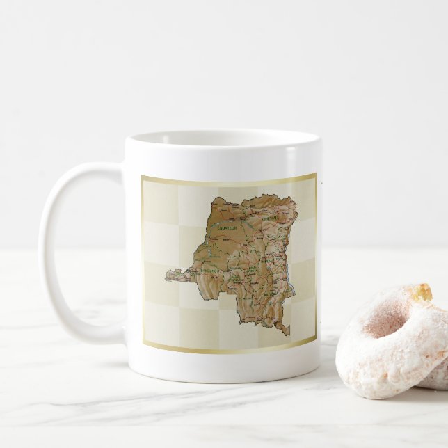 Congo-Kinshasa Flag + Map Mug (With Donut)