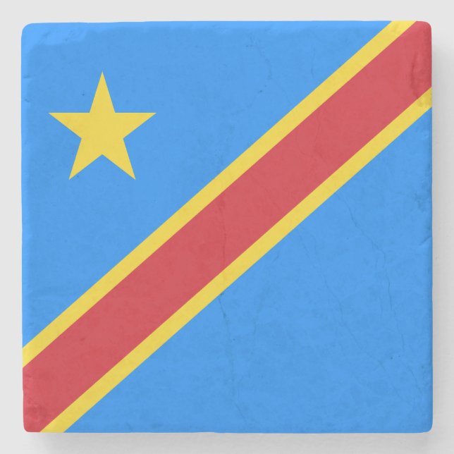 Congo Kinshasa Flag Stone Coaster (Front)