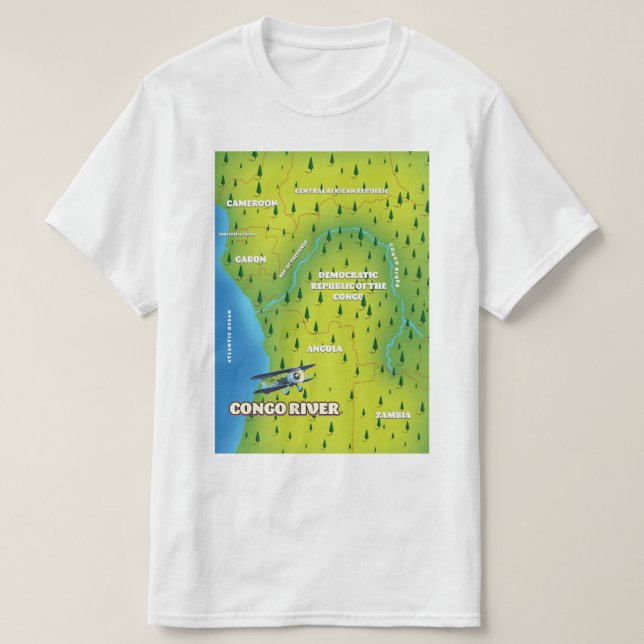 Congo River Beautiful vintage map T-Shirt (Design Front)
