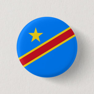 Congolese Flag, Flag of DR Congo 1 Inch Round Button