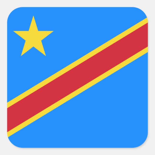 Congolese Flag, Flag of DR Congo Square Sticker (Front)