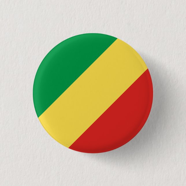 Congolese Flag, Flag of Republic of the Congo 1 Inch Round Button (Front)