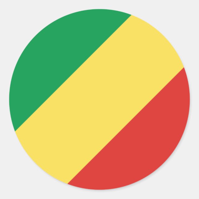 Congolese Flag, Flag of Republic of the Congo Classic Round Sticker (Front)