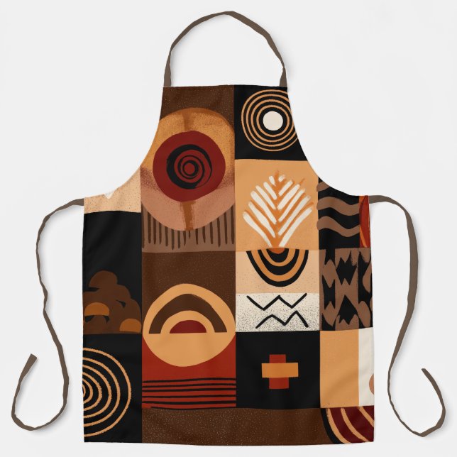 Congolese motifs background grid apron (Front)
