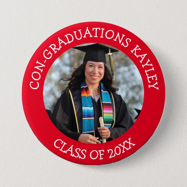 Congraduations Graduate name and photo    3 Inch Round Button (Front)