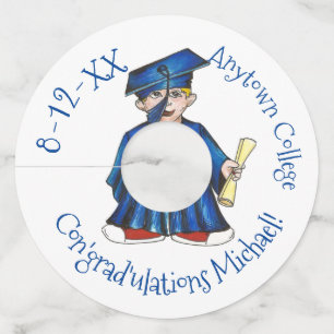 Con'grad'ulations Blue Cap Gown Diploma Graduation Wine Glass Tag