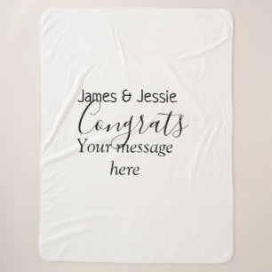 Congrats add name message wedding newly wed couple sherpa blanket