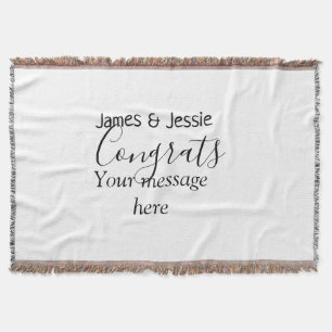 Congrats add name message wedding newly wed couple throw blanket