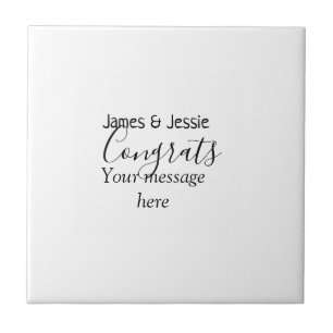 Congrats add name message wedding newly wed couple tile