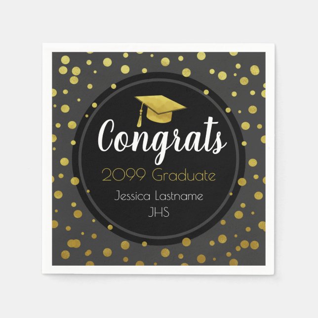 Congrats Any Year Graduate Gold Confetti Napkin (Front)
