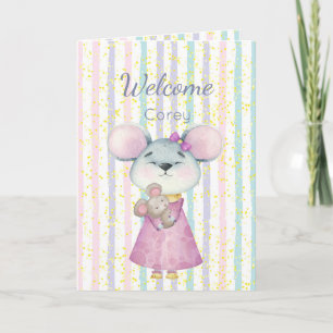 Congrats Baby Fun Cute Mouse Animal Custom Card