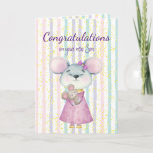 Congrats Baby Fun Cute Mouse Animal Son Card
