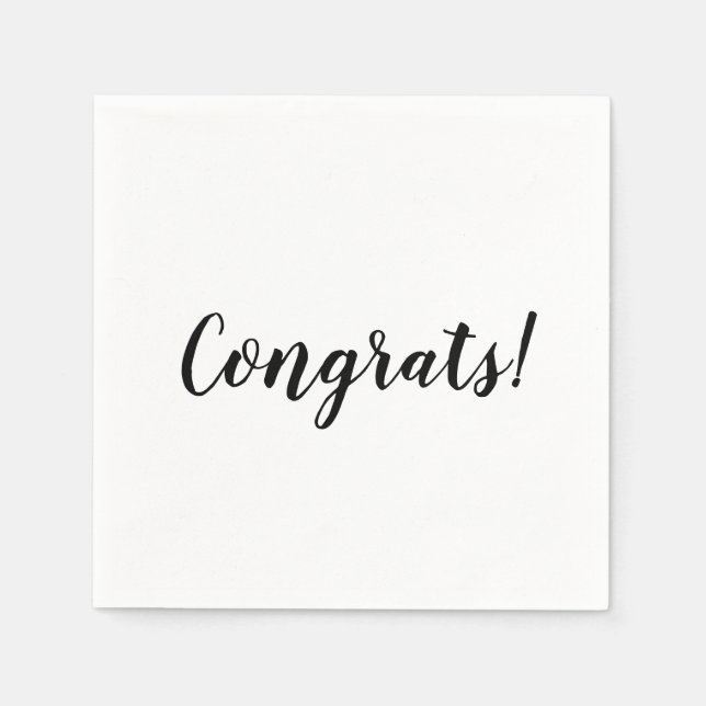 Congrats black white custom script minimalist  napkin (Front)