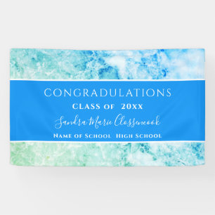 Congrats Blue Green Amethyst Crystal Graduation Banner
