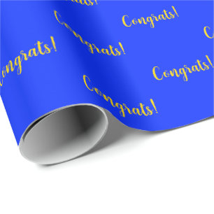 Congrats! Blue Yellow Elegant Event Wrapping Paper