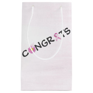 Congrats Breast Cancer Pink Ribbons  Small Gift Bag