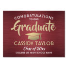 Congrats Brushed Burgundy Red Gold Graduation Yard