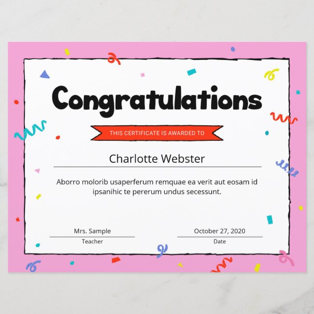 Congrats Certificate Award Template Congratulation (Front)