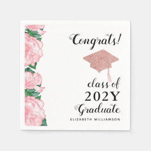 Congrats Class 2025 Graduate Floral Graduation Napkin