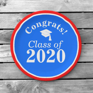 Congrats Class of 2020 Red White Blue Paper Plate