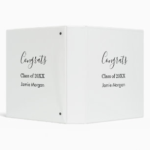 Congrats class of 20XX graduation name simple date Binder