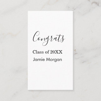 Congrats class of 20XX graduation name simple date Business Card