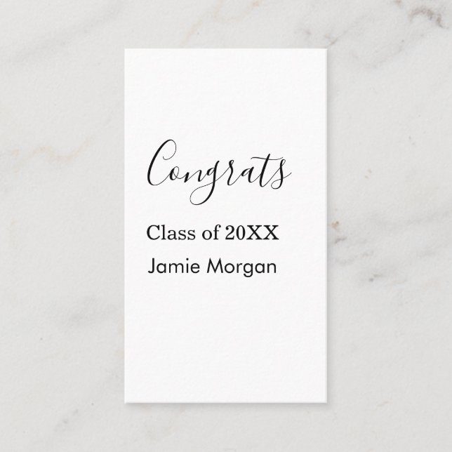 Congrats class of 20XX graduation name simple date Business Card (Front)