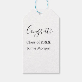 Congrats class of 20XX graduation name simple date Gift Tags
