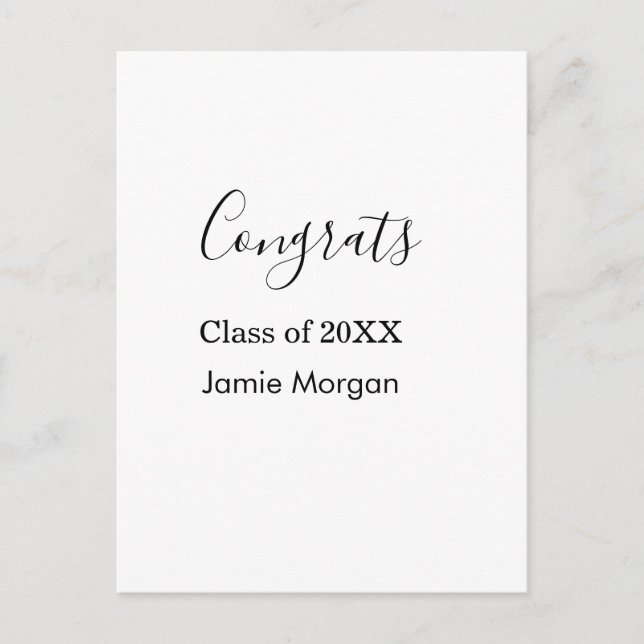 Congrats class of 20XX graduation name simple date Postcard (Front)
