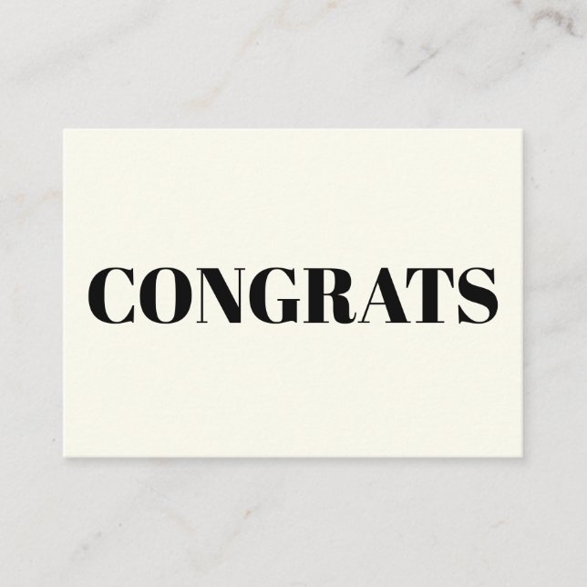 Congrats, Congratulations, black ivory Advice Card (Front)