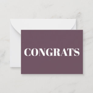 Congrats, Congratulations, eggplant white card