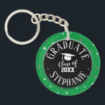 Congrats Custom Name Graduation Confetti  Keychain<br><div class="desc">Big Bold Type Class of any year custom text. Most Text is unlocked and adjustable. Just use the customize it template options. Matches with other graduation party items in my shop.</div>