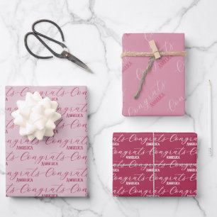 Congrats Custom Name Wrapping Paper Sheet