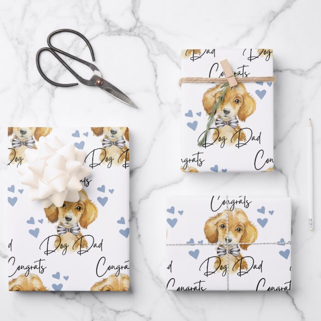 Congrats Dog Dad Wrapping Paper Sheets (Front)