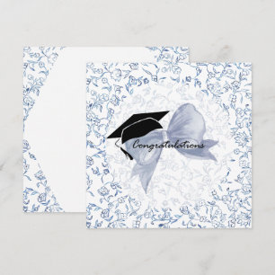 Congrats floral Couquette Graduation card in blue