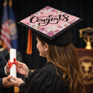 Congrats Floral Graduation Cap Topper