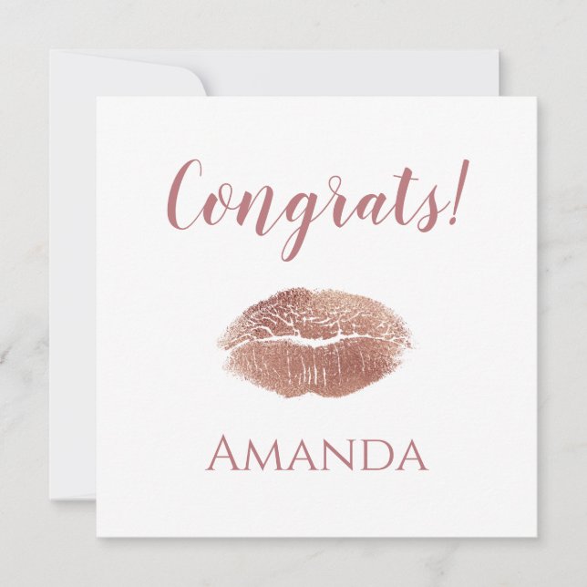 Congrats girly lipstick print card (Front)
