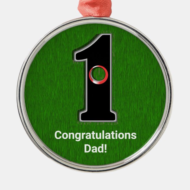 Congrats Golfer Hole in One Customized Metal Ornament (Front)