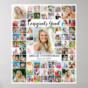 Congrats Grad 66 Photo Collage Custom Color Poster